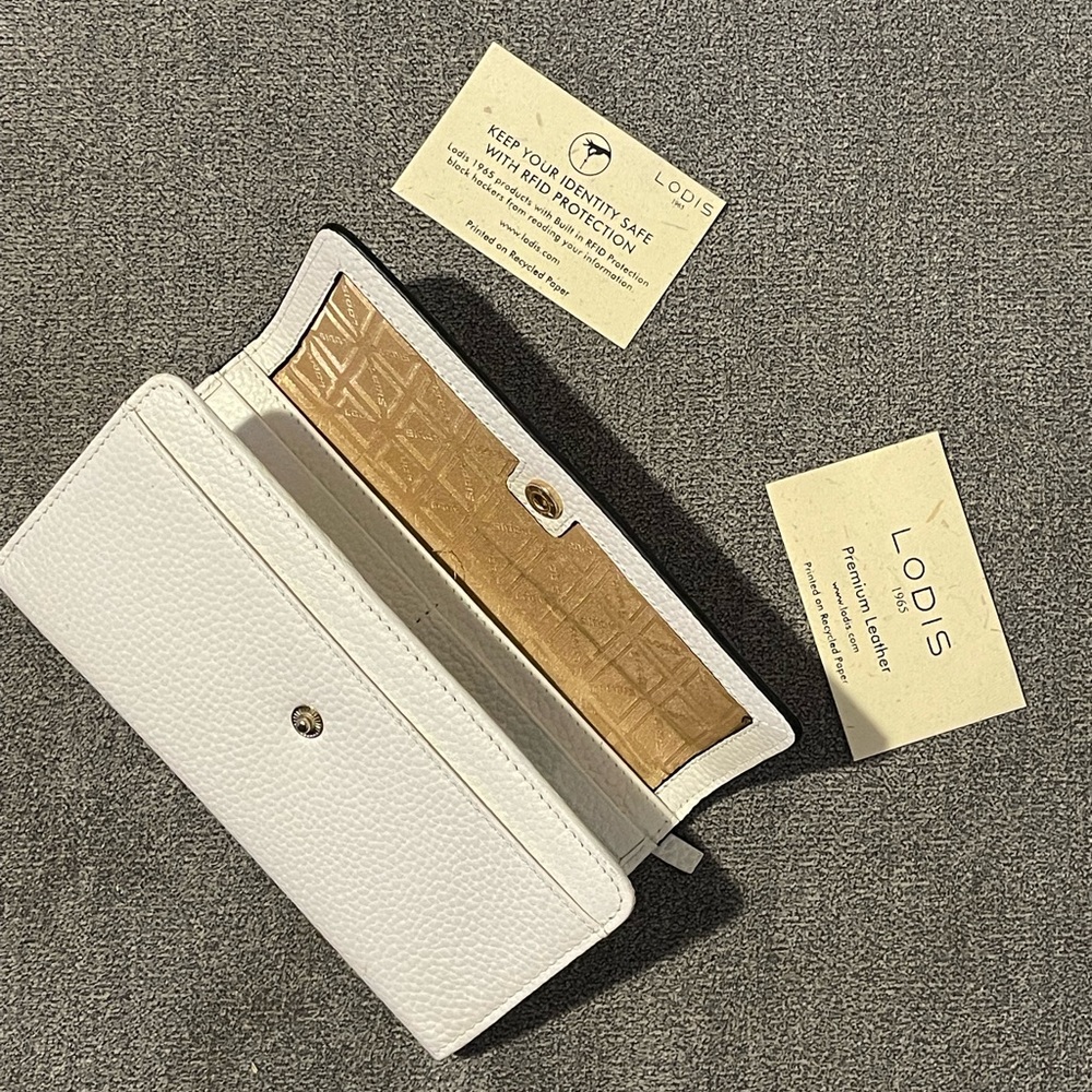 LODIS Kate Classic Mini Wallet White Genuine Leather Never Used